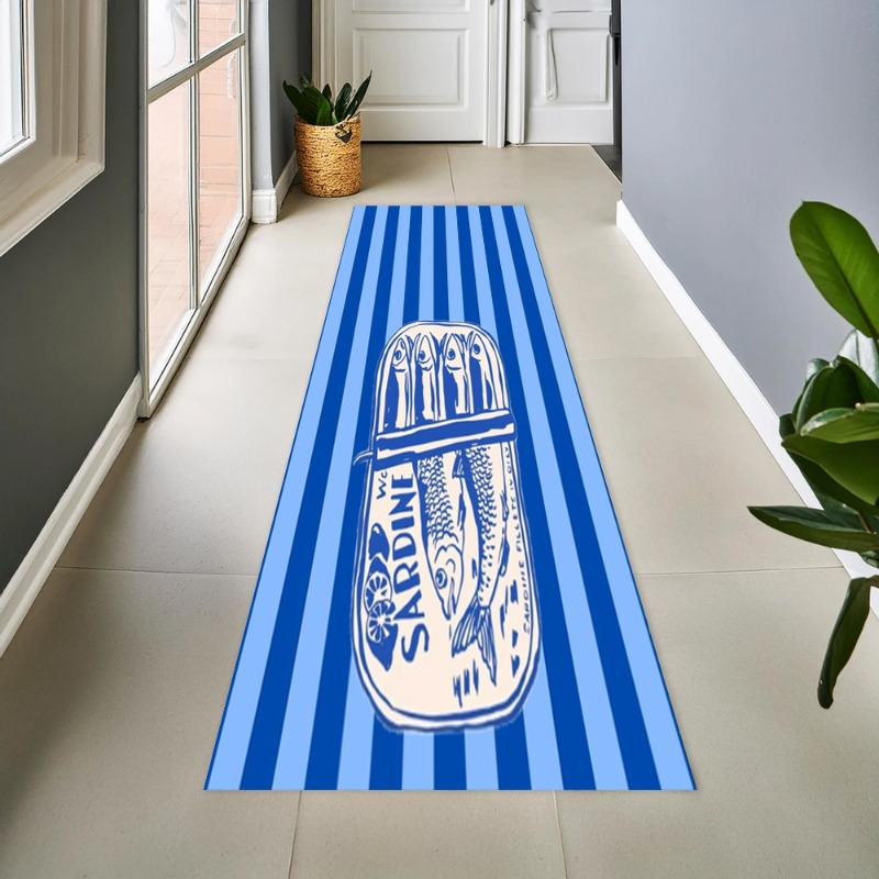 Commercial Printing Services - Vintage Blue Striped Sardine Graphic Long