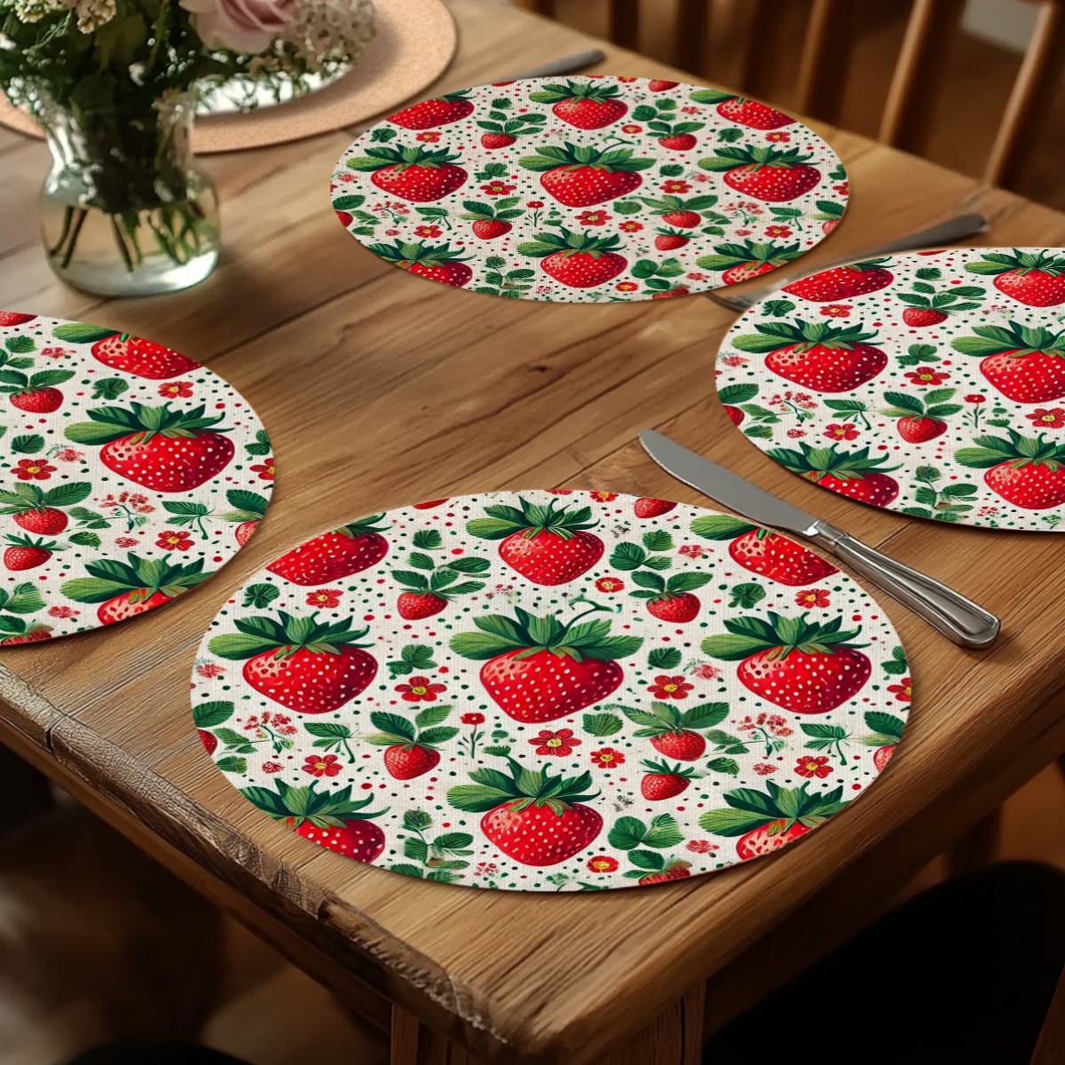 Commercial Printing & Graphics - 4PCS 2D flat print, strawberry themed