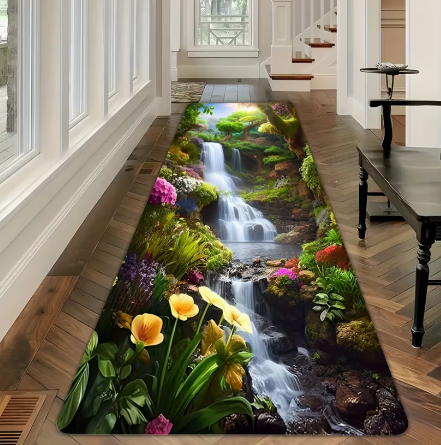 Commercial Printing Services - 1pc Waterfall Forest Flower Printed Long