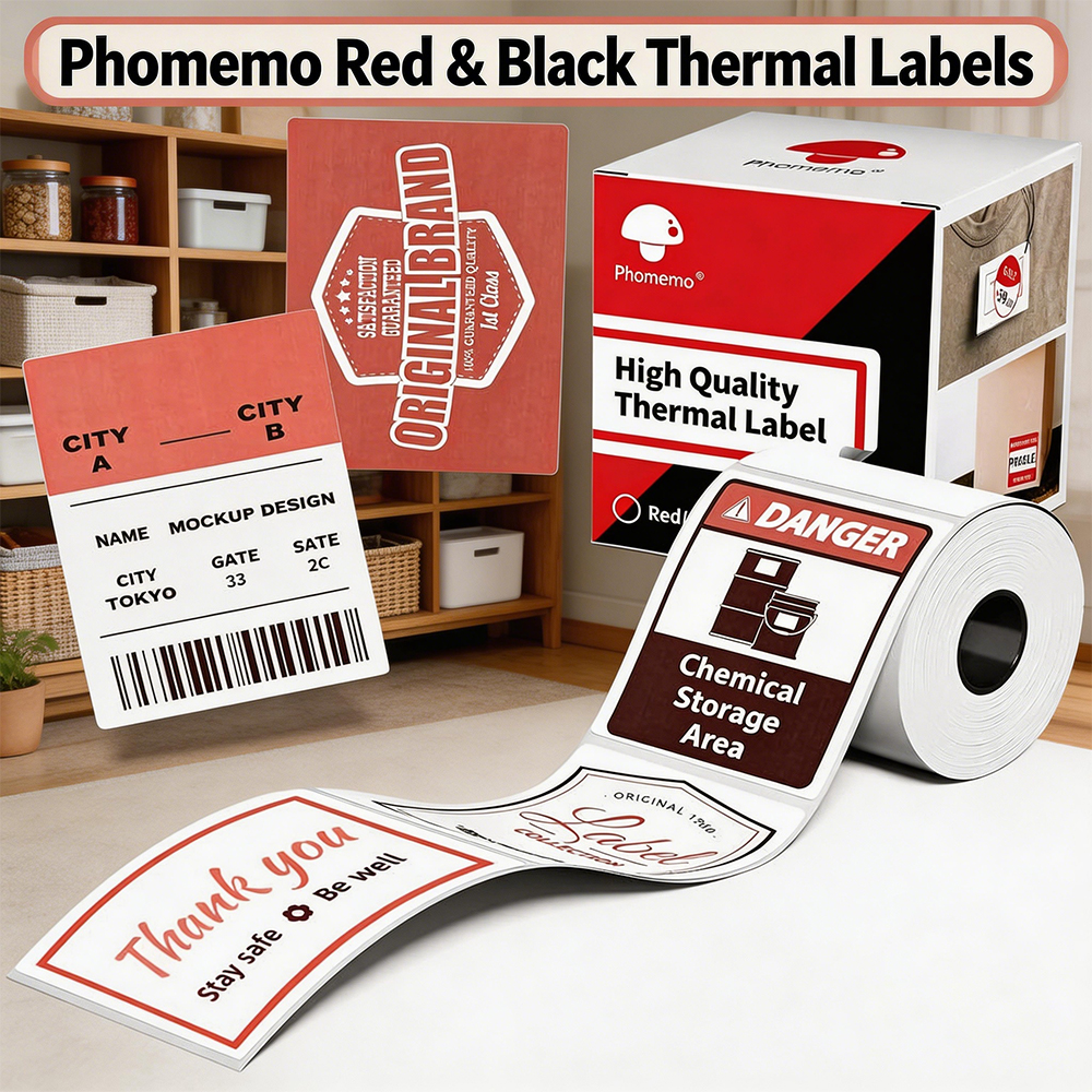 Red & Black Adhesive Thermal L - Commercial Printing Services reseña y precio