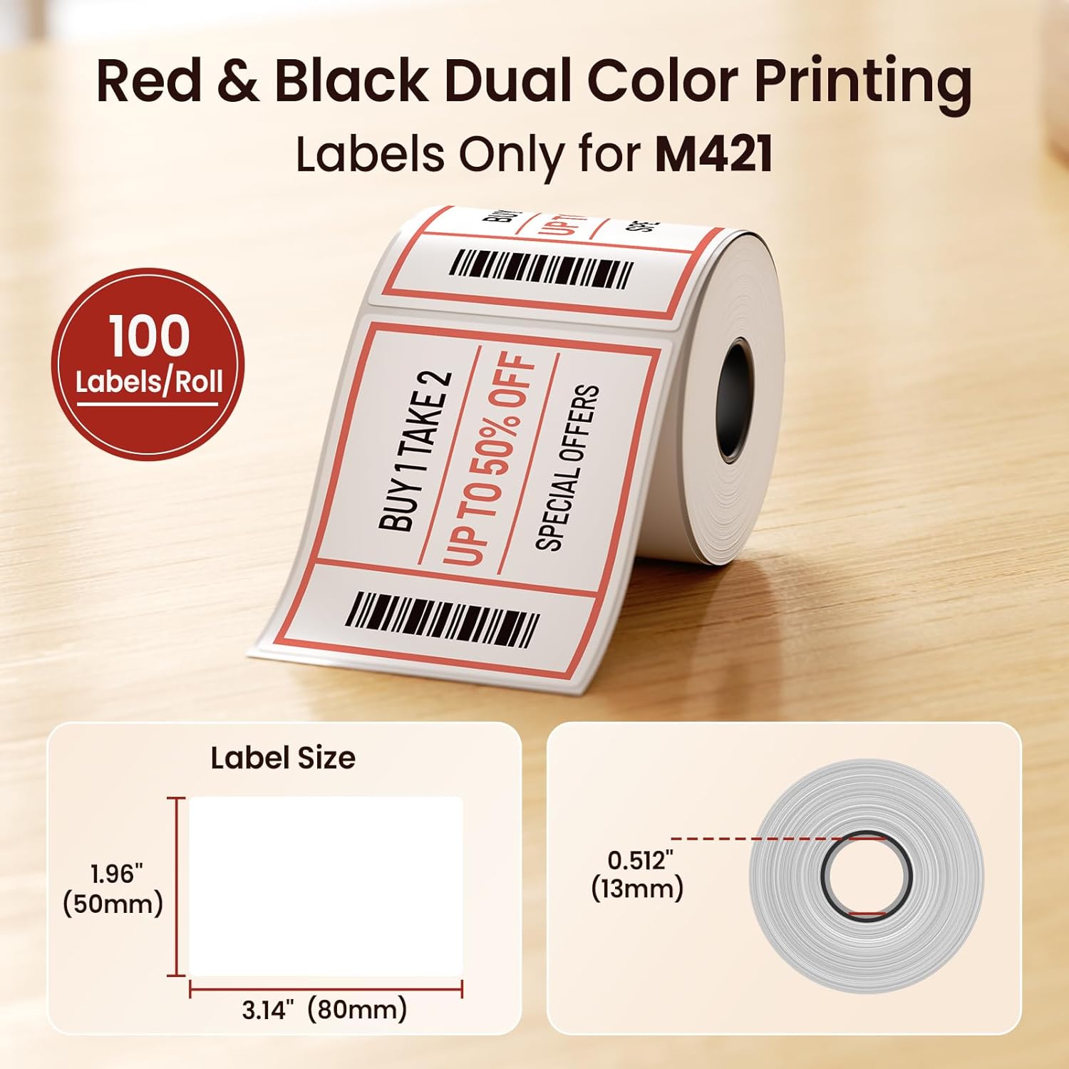 Red & Black Adhesive Thermal L - Commercial Printing Services reseña y precio