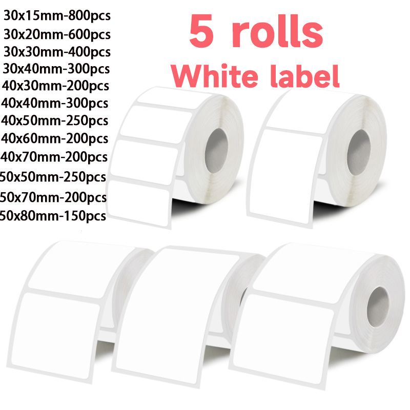 5 Rolls of White Label Sticker - Commercial Printing Services reseña y precio
