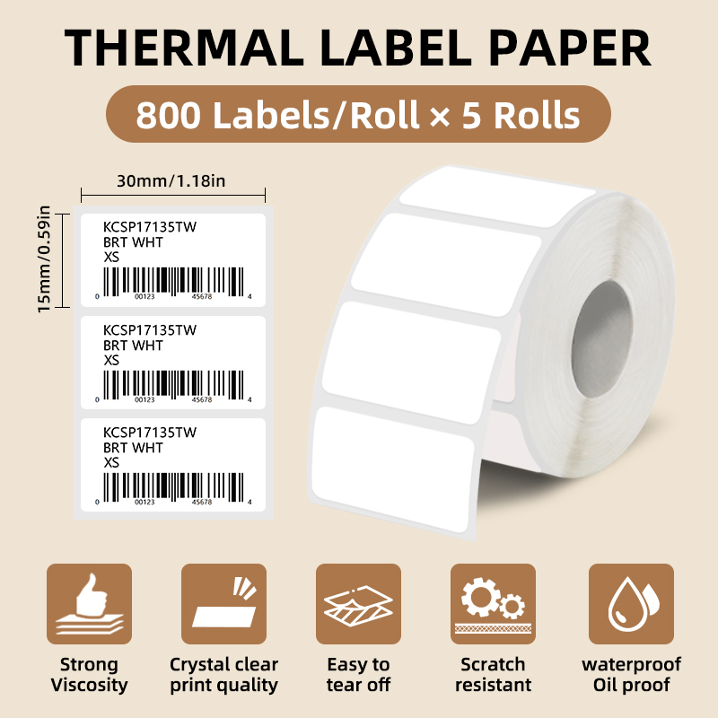 5 Rolls of White Label Sticker - Commercial Printing Services reseña y precio