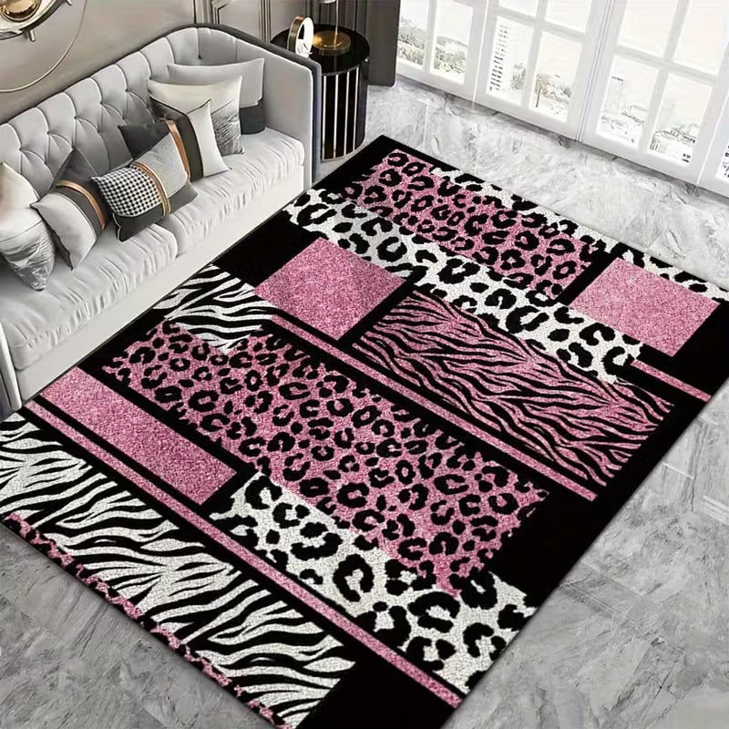Pink Leopard Zebra Print Rug M - Commercial Printing Services reseña y precio