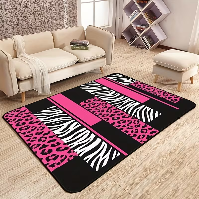 Pink Leopard Zebra Print Rug M - Commercial Printing Services reseña y precio
